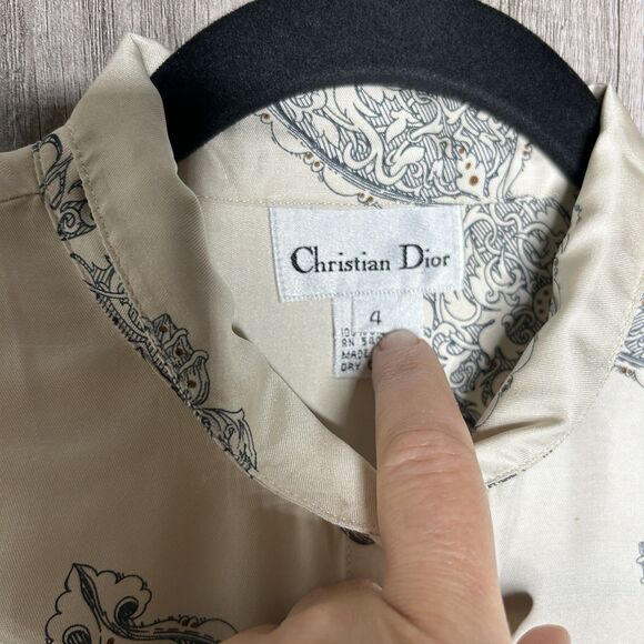 Vintage Christian Dior Silk Blouse Size 4 - Picture 5 of 9